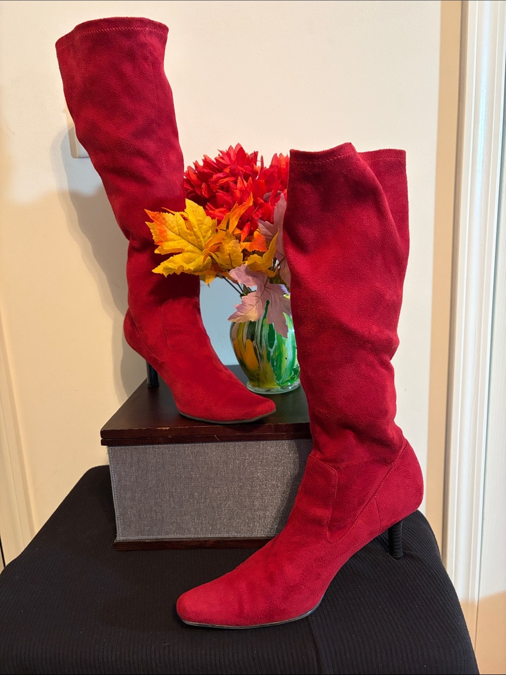 Rampage Red Suede Knee-High Boots